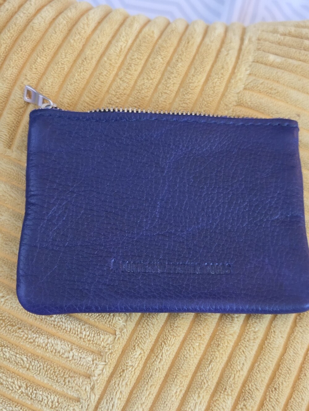 Portland Leather Goods Double Zipper Small Wallet Dark Blue